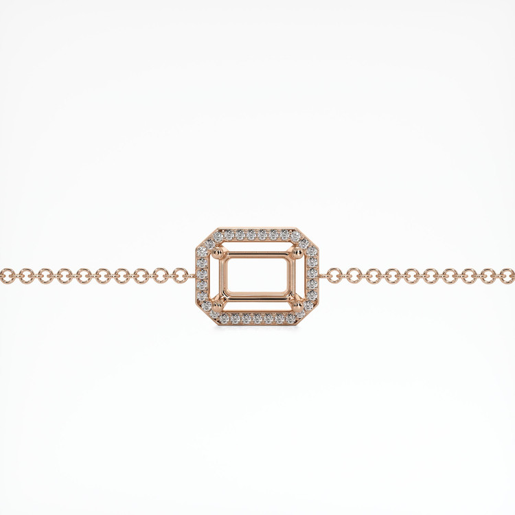 14K Rose Gold Pave Bracelet Setting