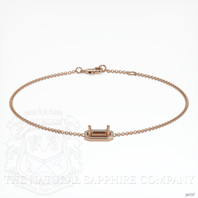 14K Rose Gold Pave Bracelet Setting