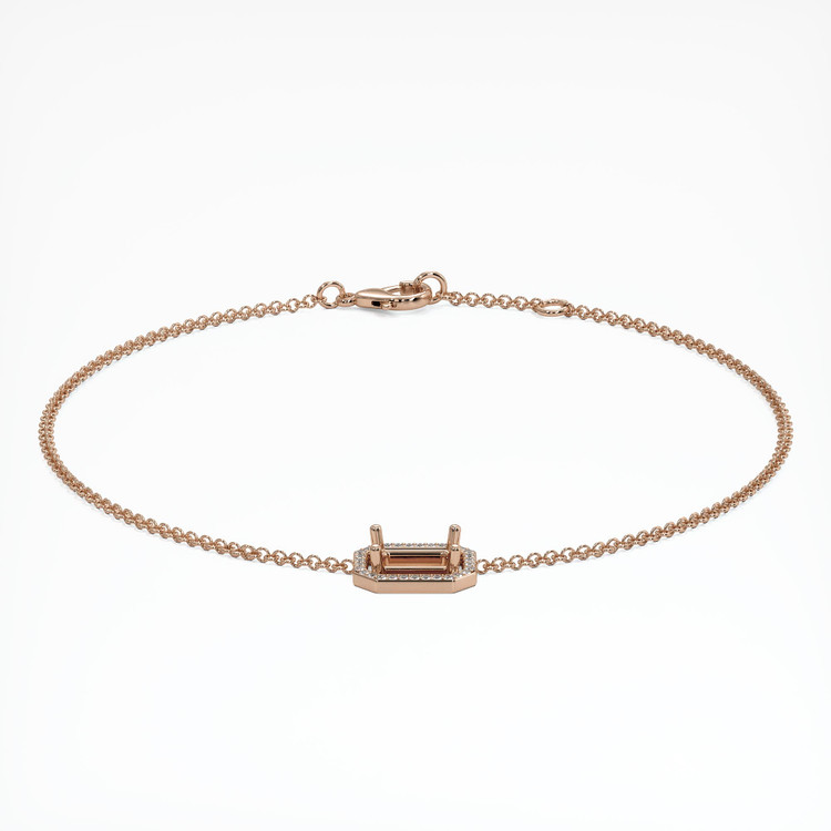 14K Rose Gold Pave Bracelet Setting
