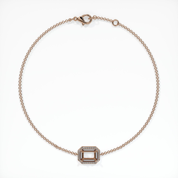 14K Rose Gold Pave Bracelet Setting