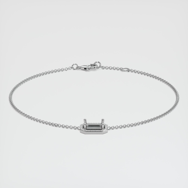 14K White Gold Pave Bracelet Setting