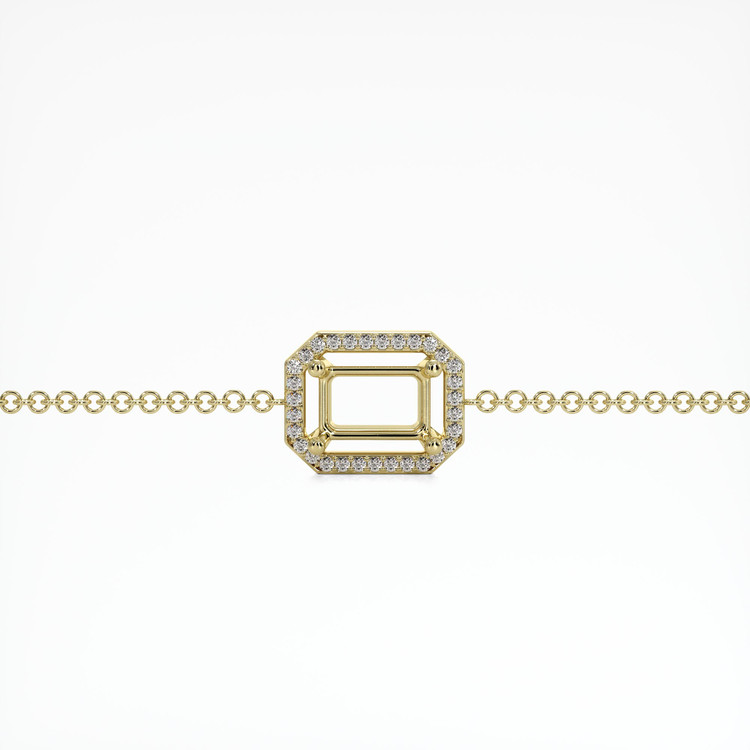 14K Yellow Gold Pave Bracelet Setting