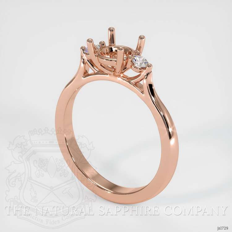14K Rose Gold Three Stone Ring Setting
