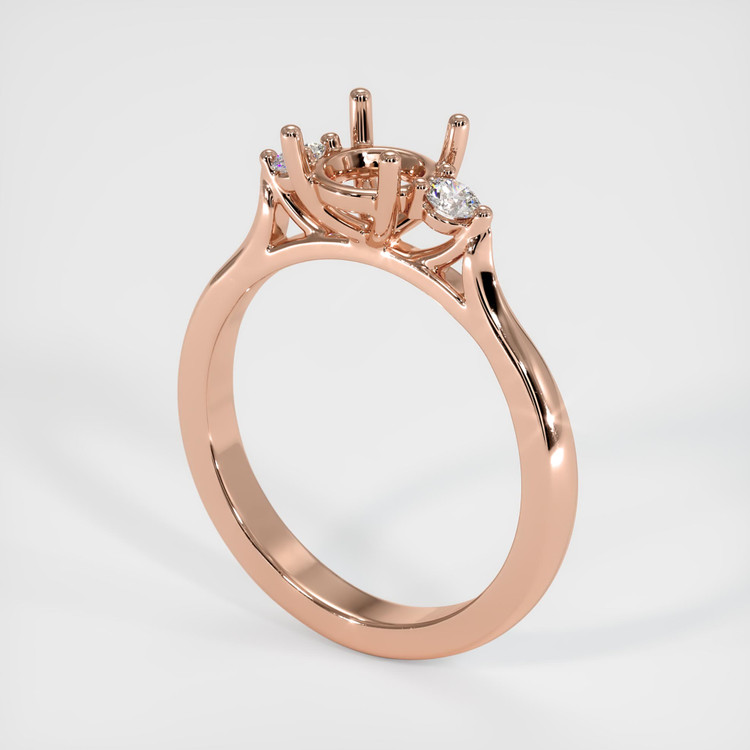 14K Rose Gold Three Stone Ring Setting