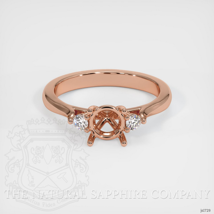 14K Rose Gold Three Stone Ring Setting
