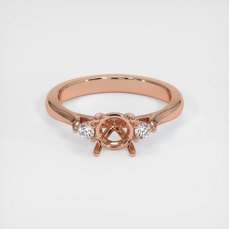 14K Rose Gold Three Stone Ring Setting