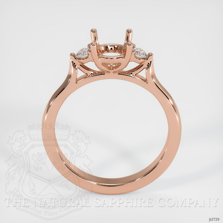 14K Rose Gold Three Stone Ring Setting