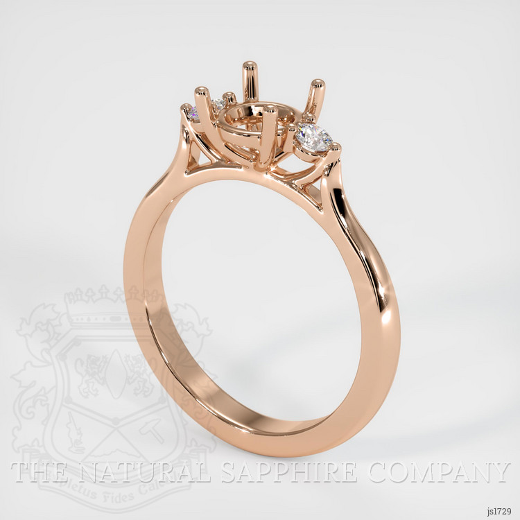 18K Rose Gold Three Stone Ring Setting