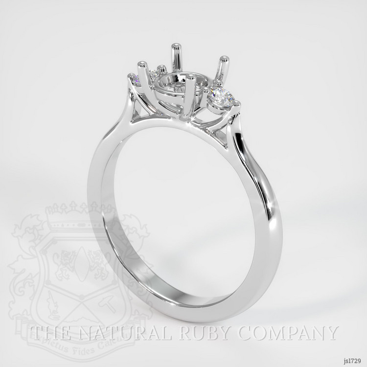 10K White Gold Three Stone Ring Setting