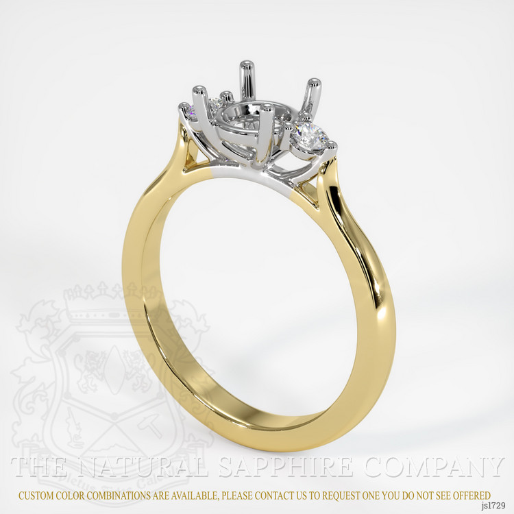 14K White & Yellow Three Stone Ring Setting