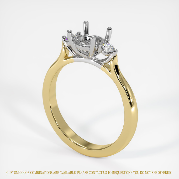 14K White & Yellow Three Stone Ring Setting