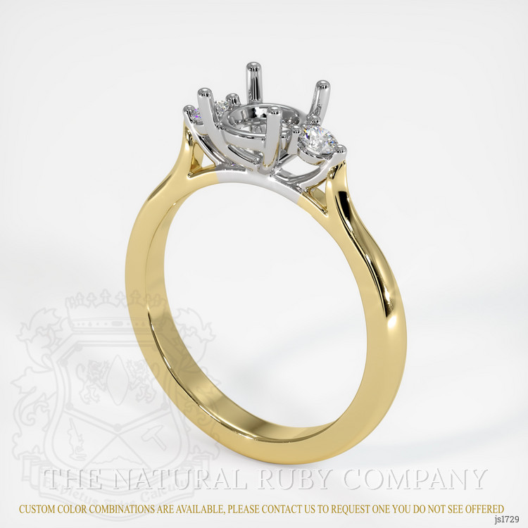 14K White & Yellow Three Stone Ring Setting