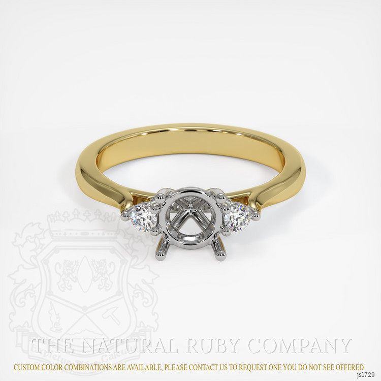 14K White & Yellow Three Stone Ring Setting