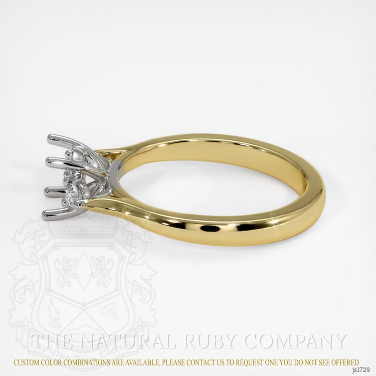 14K White & Yellow Three Stone Ring Setting