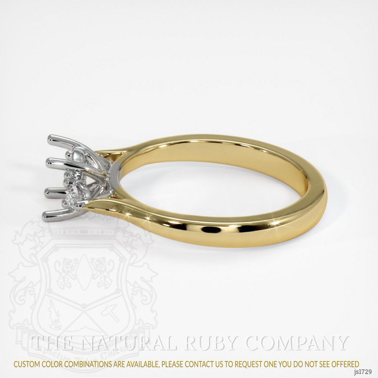 14K White & Yellow Three Stone Ring Setting