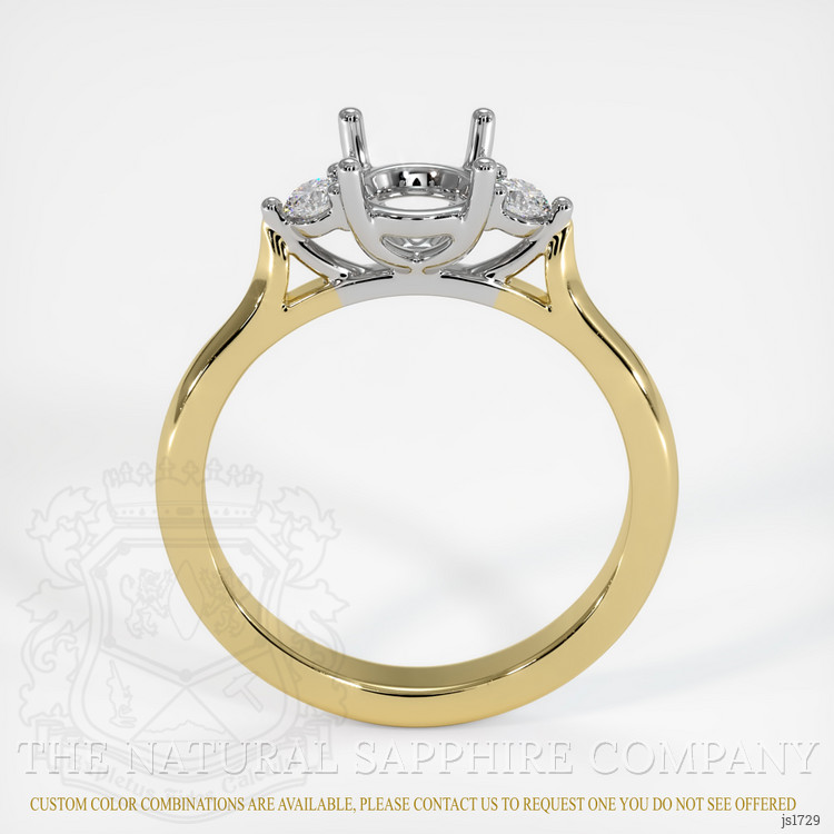 14K White & Yellow Three Stone Ring Setting