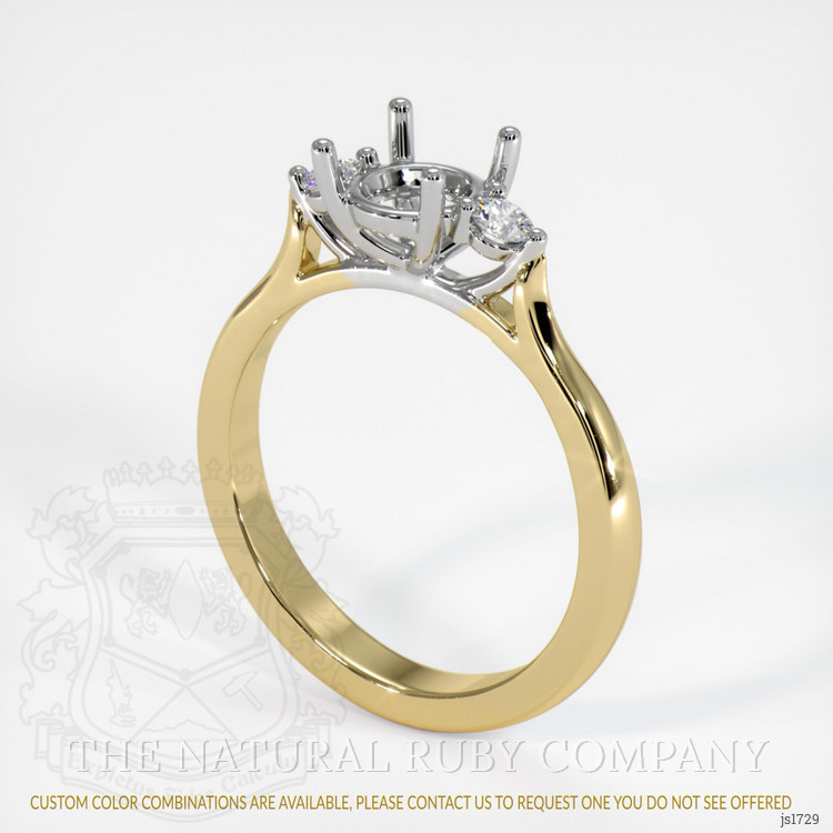 18K White & Yellow Three Stone Ring Setting