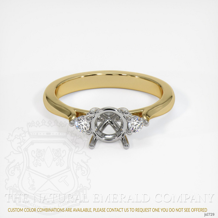 18K White & Yellow Three Stone Ring Setting