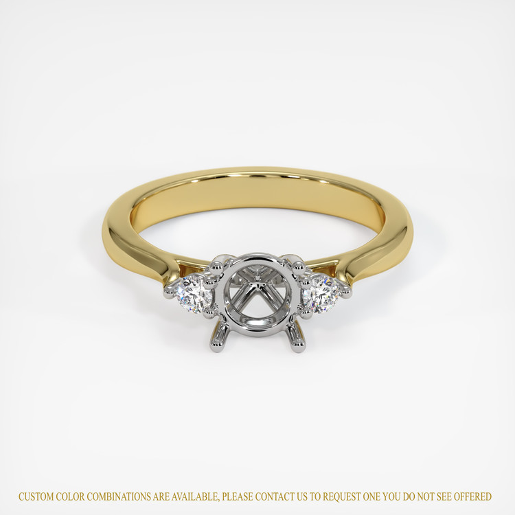 18K White & Yellow Three Stone Ring Setting