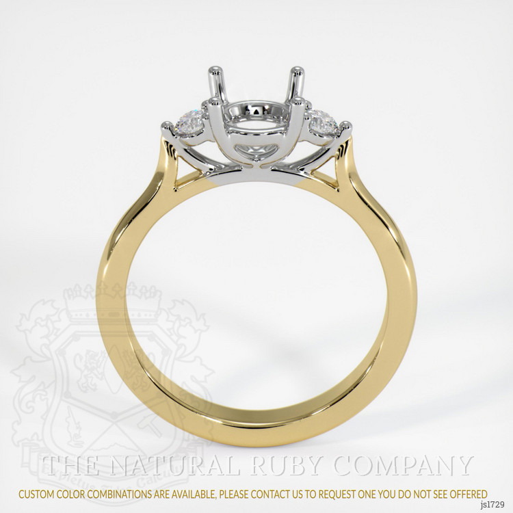 18K White & Yellow Three Stone Ring Setting