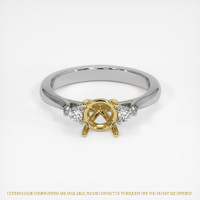 14K Yellow & White Three Stone Ring Setting Image