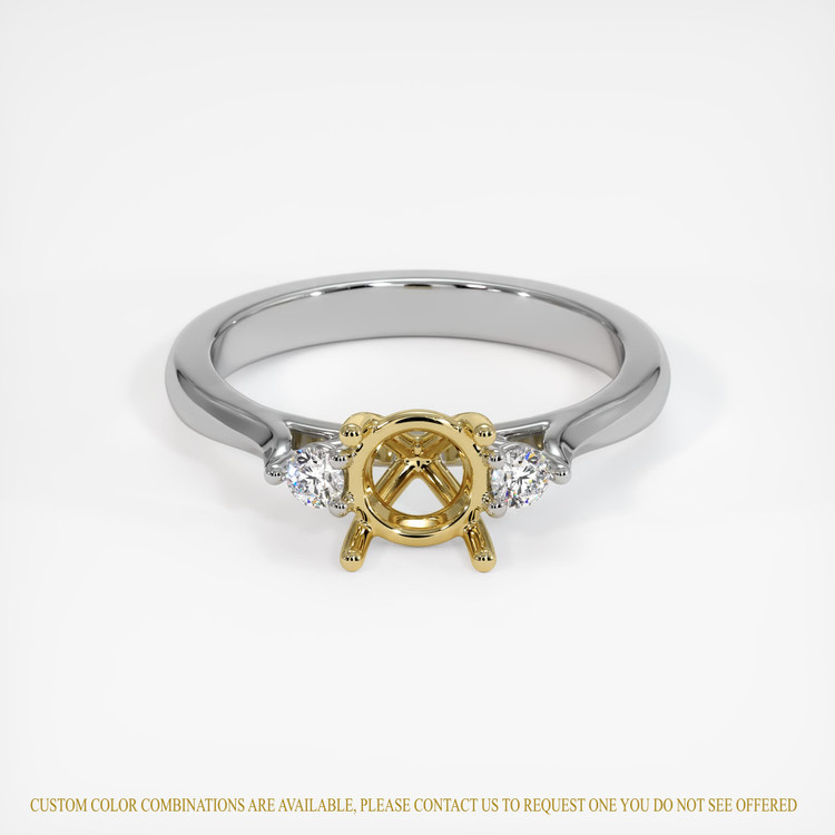 14K Yellow & White Three Stone Ring Setting