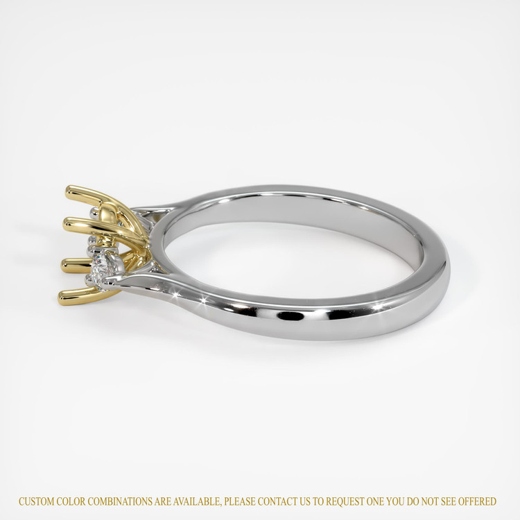 14K Yellow & White Three Stone Ring Setting