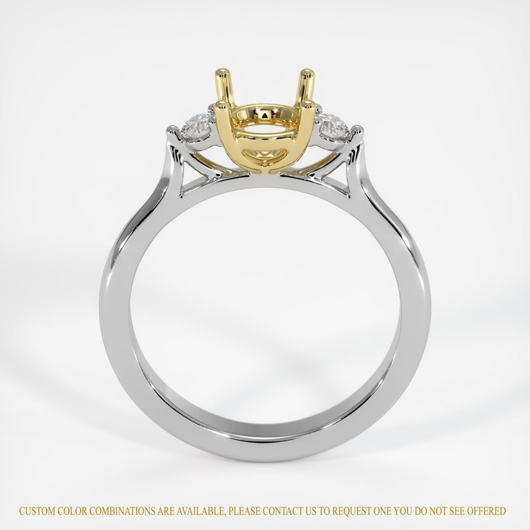 14K Yellow & White Three Stone Ring Setting