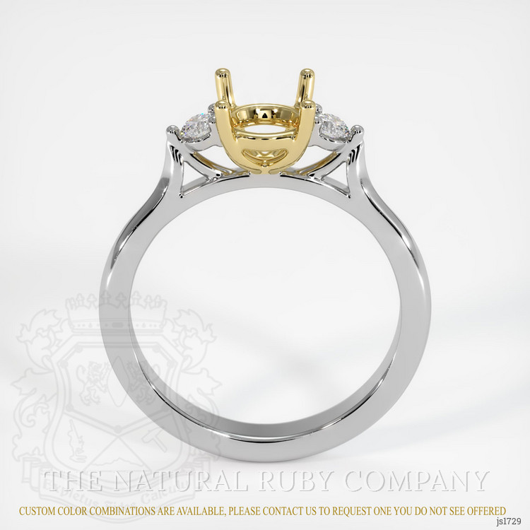 14K Yellow & White Three Stone Ring Setting