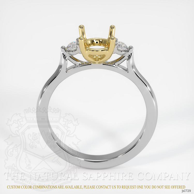 14K Yellow & White Three Stone Ring Setting