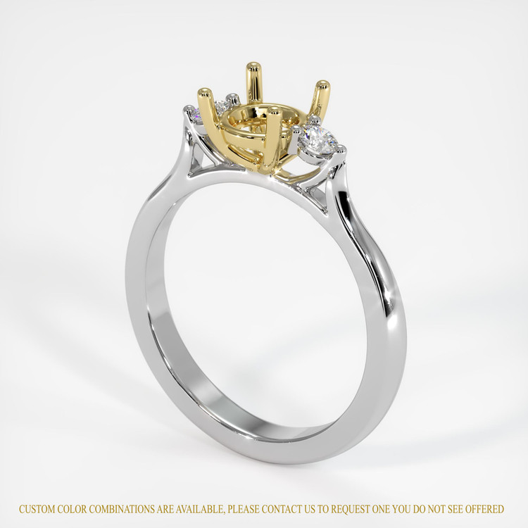 18K Yellow & White Three Stone Ring Setting