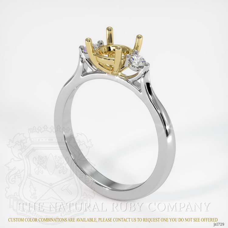 18K Yellow & White Three Stone Ring Setting