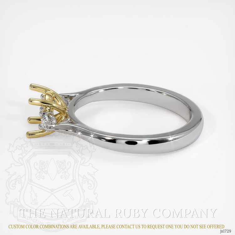 18K Yellow & White Three Stone Ring Setting