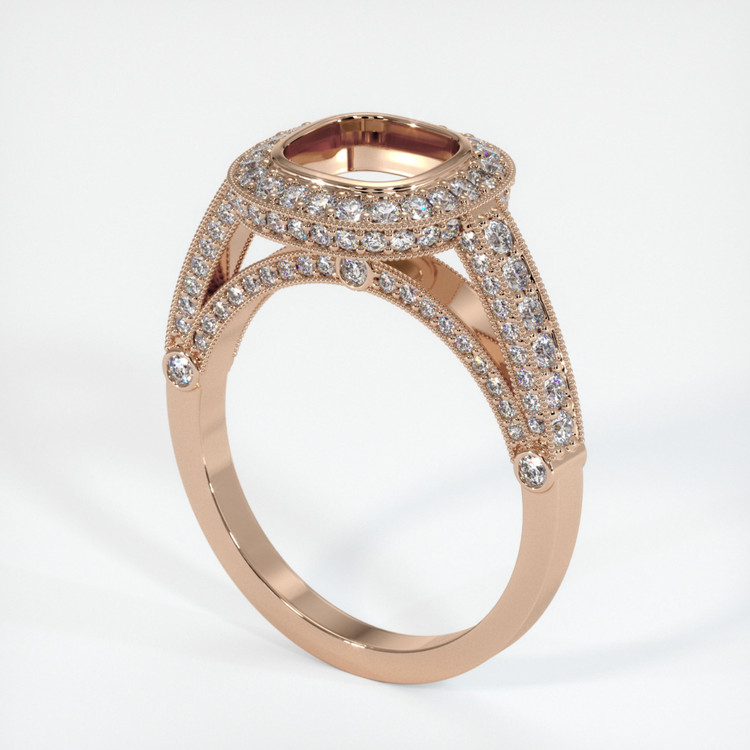 18K Rose Gold Pave Ring Setting