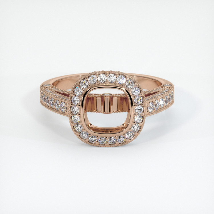 18K Rose Gold Pave Ring Setting
