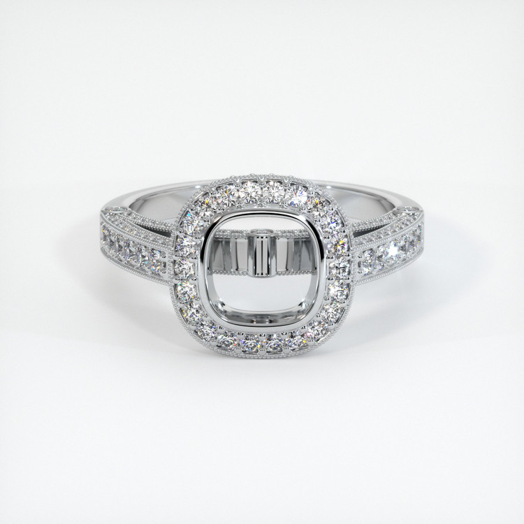 14K White Gold Pave Ring Setting
