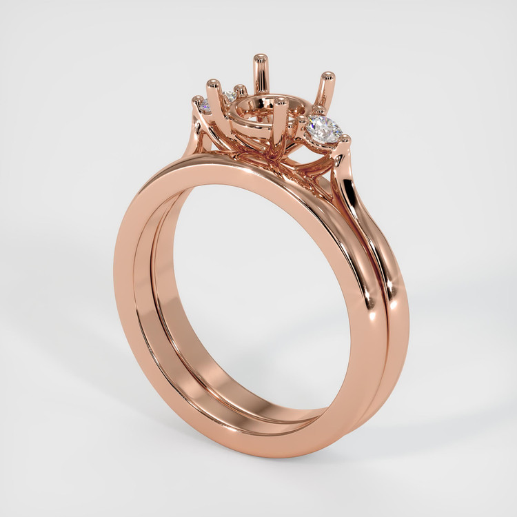 14K Rose Gold Three Stone Ring Setting