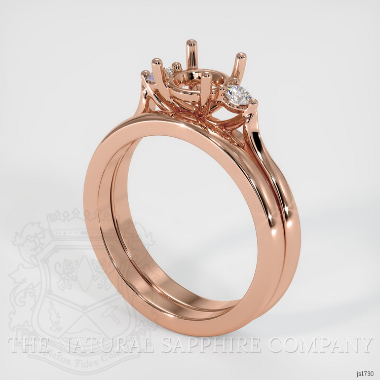 14K Rose Gold Three Stone Ring Setting