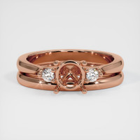 14K Rose Gold Three Stone Ring Setting Image