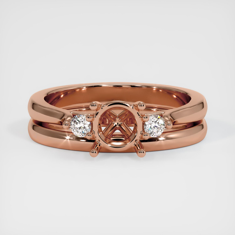 14K Rose Gold Three Stone Ring Setting