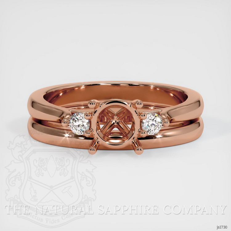 14K Rose Gold Three Stone Ring Setting