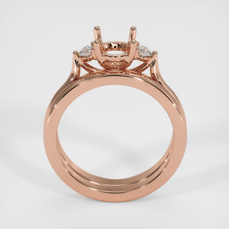 14K Rose Gold Three Stone Ring Setting