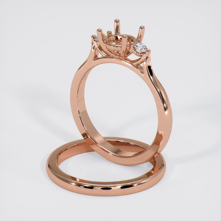 14K Rose Gold Three Stone Ring Setting