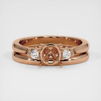 18K Rose Gold Three Stone Ring Setting Image