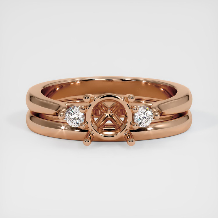 18K Rose Gold Three Stone Ring Setting