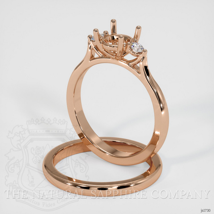 18K Rose Gold Three Stone Ring Setting
