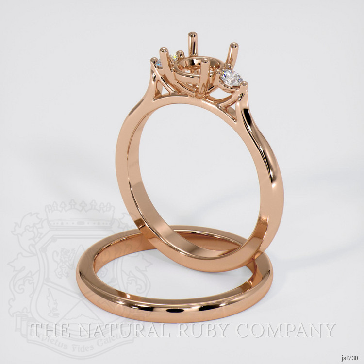 18K Rose Gold Three Stone Ring Setting