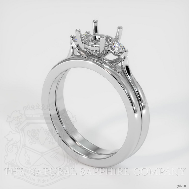10K White Gold Three Stone Ring Setting