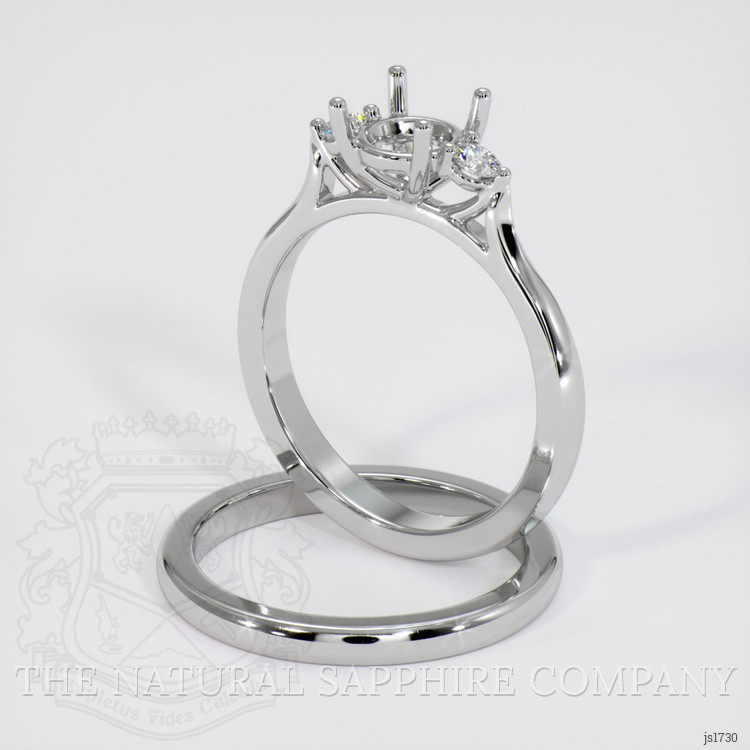 10K White Gold Three Stone Ring Setting