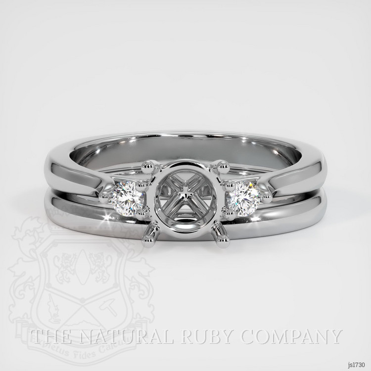 14K White Gold Three Stone Ring Setting